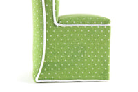 Vintage 1:12 Miniature Dollhouse Green & White Dot Fabric-Covered Chair
