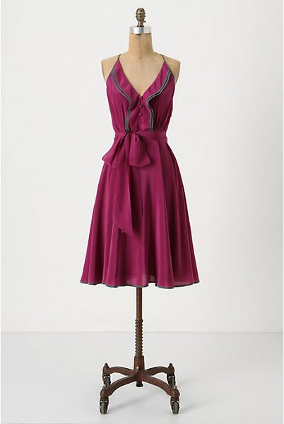Anthropologie "Gull Wing Dress" by Girls From Savoy in Plum, Size 4, Originally $168
