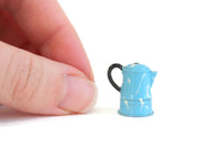 Vintage Half Scale 1:24 Miniature Dollhouse Blue & White Enamel Coffee Pot Tea Kettle