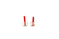 Vintage Half Scale 1:24 Miniature Dollhouse Clear Candle Holders with Red Candles