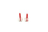Vintage Half Scale 1:24 Miniature Dollhouse Clear Candle Holders with Red Candles