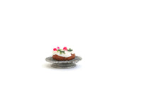 Vintage Half Scale 1:24 Miniature Dollhouse Figgy Plum Pudding on Silver Cake Plate