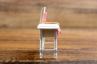 Vintage Half Scale White & Pink 1:24 Miniature Dollhouse Flip Top Vanity