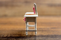 Vintage Half Scale White & Pink 1:24 Miniature Dollhouse Flip Top Vanity