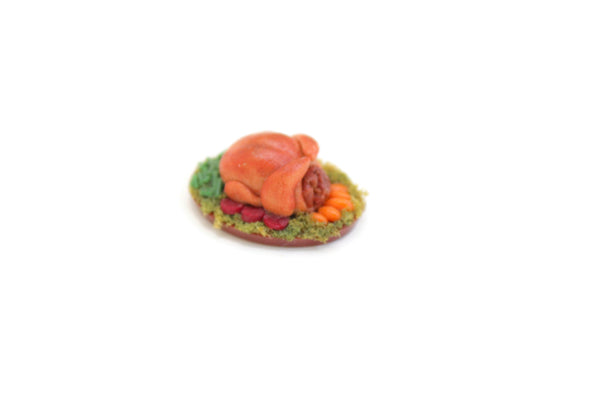 Vintage Half Scale 1:24 Miniature Dollhouse Whole Roasted Turkey Platter with Vegetables