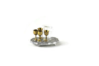 Vintage Half Scale 1:24 Miniature Dollhouse Pewter Serving Tray with Pitcher & Glasses