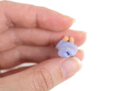 Vintage & Handmade Miniature Dollhouse Clay Baby Doll Figurine in Purple Swaddle Blanket