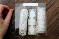 Vintage 1:12 Miniature Dollhouse Set of 3 White Laser Cut Paper Table Runners