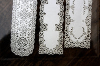 Vintage 1:12 Miniature Dollhouse Set of 3 White Laser Cut Paper Table Runners