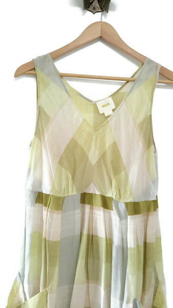 anthropologie green plaid dress Maeve Anthropologie Plaid Smocked Dress (S)