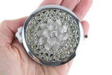New Isaac Mizrahi Silver Jeweled Flower Compact Mirror in Original Box