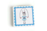 New Rabbit with Jump Rope Porcelain Tile Magnet