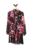 New Black & Pink Floral Print Chiffon Long Sleeve Dress by Kirna Zabete for Target