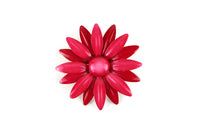 Vintage Large Red & Pink Enamel Daisy Flower Brooch