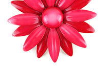 Vintage Large Red & Pink Enamel Daisy Flower Brooch