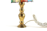 Vintage Miniature Dollhouse Stained Glass 12V Plug-In Table Lamp (Non-Working)