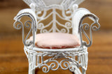 Vintage 1:12 Miniature Dollhouse White & Pink Rocking Chair