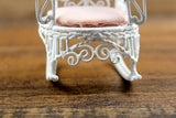 Vintage 1:12 Miniature Dollhouse White & Pink Rocking Chair