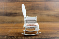 Vintage 1:12 Miniature Dollhouse White & Pink Rocking Chair