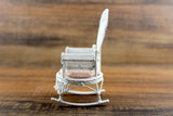 Vintage 1:12 Miniature Dollhouse White & Pink Rocking Chair