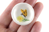 Vintage 1:12 Miniature Dollhouse Decorative White Porcelain Plate or Bowl with Butterfly