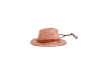 Vintage 1:12 Miniature Dollhouse Child's Brown Straw Cowboy Hat with Chin Strap