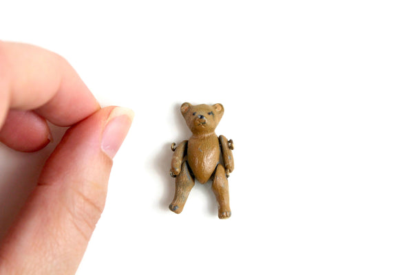 Vintage 1:12 Miniature Dollhouse Light Brown Metal Jointed Teddy Bear