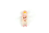 Vintage 1:12 Miniature Dollhouse Baby Doll Toy Figurine with Pink Bonnet