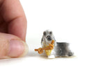 Vintage 1:12 Miniature Dollhouse Basset Hound Dog Figurine with Bone