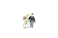 Vintage 1:12 Miniature Painted Metal Bride & Groom Wedding Cake Topper Figurine