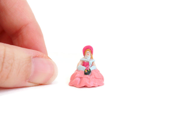 Artisan-Made Rare Vintage 1:12 Miniature Royal Doulton-Style Figurine in Pink Dress