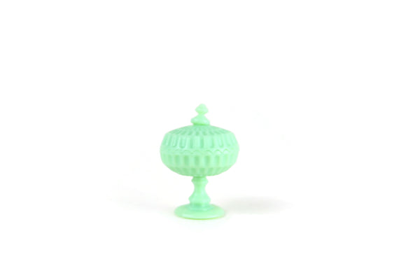 Vintage 1:12 Miniature Dollhouse Jadeite Green Candy Dish by Chrysnbon