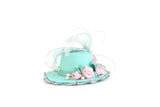 Artisan-Made Vintage 1:12 Miniature Dollhouse Mint Green & Pink Hat with Flowers & Feathers by The Summerlots