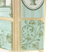 Vintage 1:12 Miniature Dollhouse Beige & Green Floral Print Folding Screen Room Divider