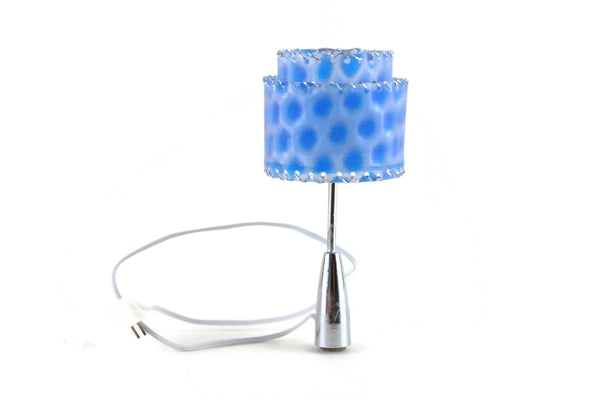 Vintage 1:12 Miniature Dollhouse Mid-Century Modern Blue & Silver 12V Plug-In Table Lamp (Untested)
