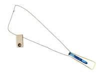New Anthropologie Blue & Painted Brass "Movement Pendulum Pendant Necklace", Originally $88