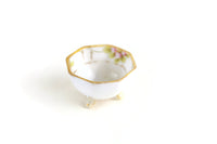 Vintage Hand Painted Nippon White Porcelain & Pink Flower Footed Salt Cellar