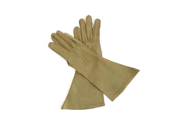 Vintage Olive Green Ladies' Mid-Length Formal Dress Gloves, Size 7 Vintage Olive Green Ladies' Mid-Length Formal Dress Gloves, Size 7