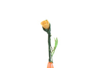 Vintage 1:12 Miniature Dollhouse Orange Iridescent Vase with Yellow Rosebud Stem