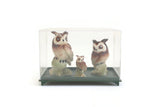 Vintage Set of 3 Miniature Owl Family Figurines