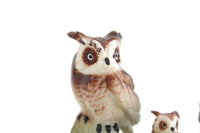 Vintage Set of 3 Miniature Owl Family Figurines