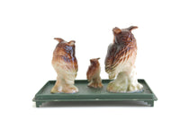 Vintage Set of 3 Miniature Owl Family Figurines