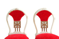 Vintage Petite Princess Dollhouse Miniature Set of 2 Red Velvet Dining Chairs
