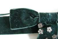 New Anthropologie Green Velvet & Silver Sequin Beaded Embellished "Parkington Belt", Size S