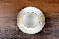 Vintage Yellow & Gold Porcelain Demitasse Teacup & Saucer Set
