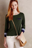 New Anthropologie Green & Blue "Pattern-Blocked Pocket Tee" by Little Yellow Button, Size XS / S, Originally $50