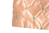 Vintage Peach Satin & Green Embroidered Lingerie Keeper Pouch with Inner Pockets