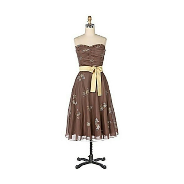 anthropologie brown floral dress TINY (Anthropologie) Size small Brown floral print Dress The Consignment Chick