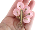 Vintage Pink Celluloid Flower Bouquet Brooch