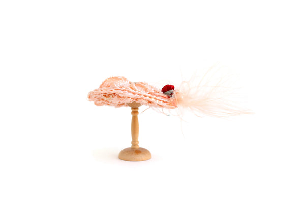 Artisan-Made Vintage Pink 1:12 Miniature Dollhouse Halo Hat
